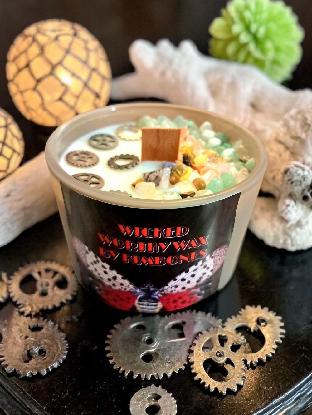 Hand Crafted , Wicked Worthy Wax, Crystal Gearhead 4oz candle - Picture 3 of 4